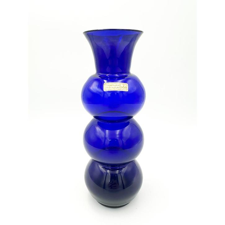 Mondgeblazen Glazen Vaas Glashütte Rheinpfalz, Huis en Inrichting, Woonaccessoires | Vazen, Zo goed als nieuw, Blauw, Minder dan 50 cm