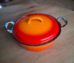 Gietijzeren pan, oranje/rood, Huis en Inrichting, Keuken | Potten en Pannen, Ophalen of Verzenden, Gebruikt, Gietijzer, Koekenpan of Braadpan