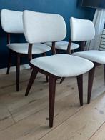 Louis van Teeffelen eetkamer stoelen gestoffeerd, Vier, Vintage, Wit, Zo goed als nieuw