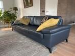 Mooie leren 4 zits bank. Donkerblauw. Goossens type Tailor, Huis en Inrichting, Banken | Bankstellen, Ophalen, 250 tot 300 cm