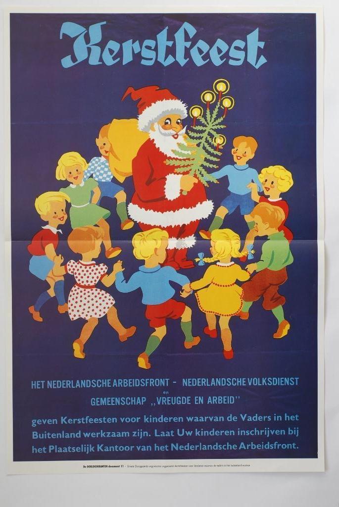 Affiche Kerstfeest | Heruitgave 1994, Verzamelen, Foto's en Prenten, Zo goed als nieuw, Overige onderwerpen, 1940 tot 1960, Verzenden