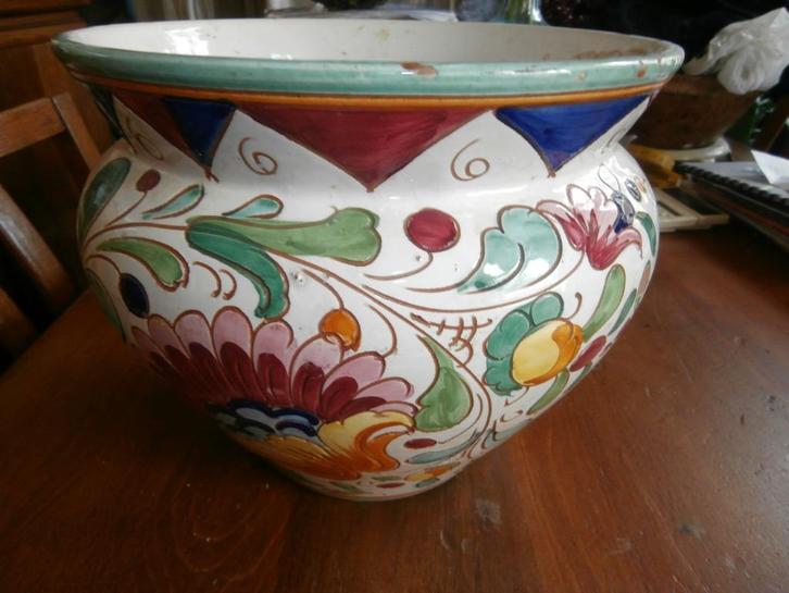 Mooie antiek Majolica bloempot rond 1900, Antiek en Kunst, Curiosa en Brocante, Verzenden