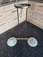 2x hanglamp (koper-melkglas), Huis en Inrichting, Lampen | Hanglampen, Ophalen, Zo goed als nieuw, Glas