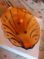Vintage Amberkleurige Glazen Schelp Schaal, Ophalen of Verzenden