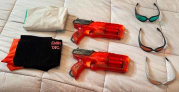 2x Nerf N-Strike Elite Strongarm Red Zombie + vesten brillen beschikbaar voor biedingen