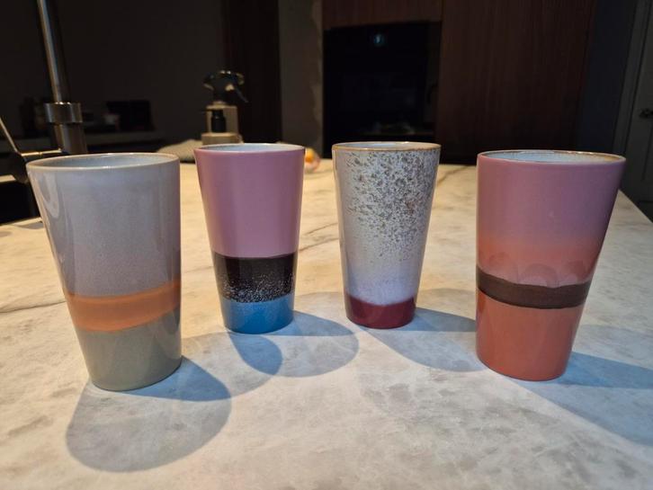 HK living latte mok 30cl, 4 stuks, Huis en Inrichting, Keuken | Servies, Zo goed als nieuw, Kop(pen) en/of Schotel(s), Overige stijlen