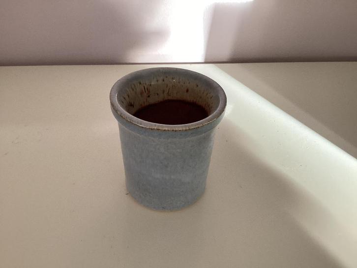 Vintage Klein Bloempotje Blauw Aardewerk Bloempot, Tuin en Terras, Bloempotten, Zo goed als nieuw, Aardewerk, Binnen, Minder dan 40 cm