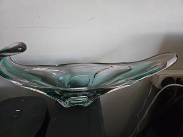 Prachtige Schaal glas Murano style groen/paars L34xB11D15cm beschikbaar voor biedingen