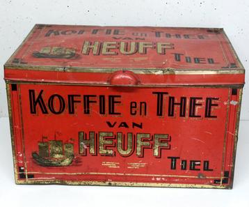 Antiek Heuff Tiel Koffie en Thee Winkelblik reclame blik beschikbaar voor biedingen