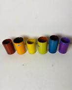 Keramiek vaasjes (6) in regenboog kleuren , jaren 70, Gebruikt, Overige kleuren, Ophalen of Verzenden, Onbekend
