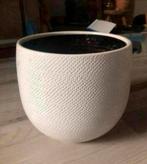 Grote ronde witte bloempot met stippels, diameter 25 cm, Tuin en Terras, 25 tot 40 cm, Rond, Ophalen of Verzenden, Zo goed als nieuw