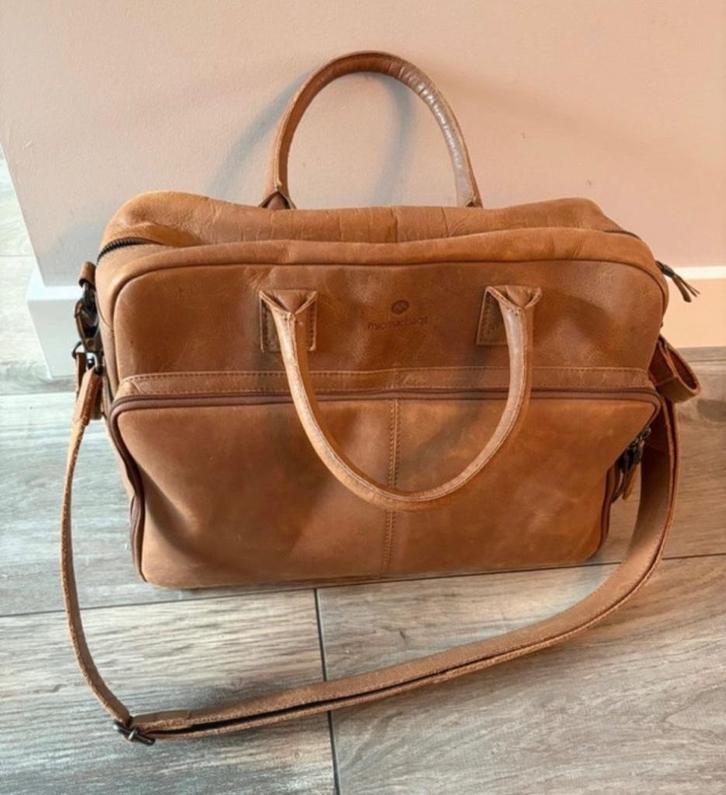 Luiertas schoudertas MicMacBags buffel leder cognac, Kinderen en Baby's, Luiertassen, Gebruikt, Schoudertas, Ophalen