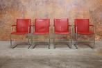 ZGANieuw! 4 rode leren Leolux Freyr design stoelen