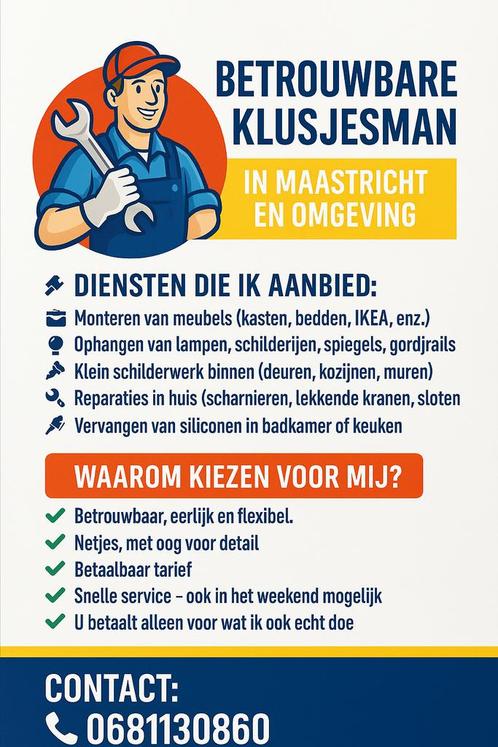 Betrouwbare Klusjesman – Betaalbaar & Veelzijdig!, Diensten en Vakmensen, Klussers en Klusbedrijven, 24-uursservice