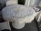 Fluffy rond witte vacht kleed, Huis en Inrichting, Wit, Rond, Ophalen of Verzenden, Zo goed als nieuw