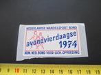 sticker Avondvierdaagse 1974 Nederlandse Wandelsport Bond, Ophalen, Zo goed als nieuw