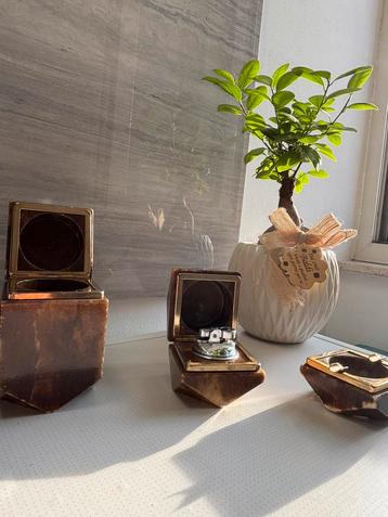 Vintage rookset van onyx en messing beschikbaar voor biedingen