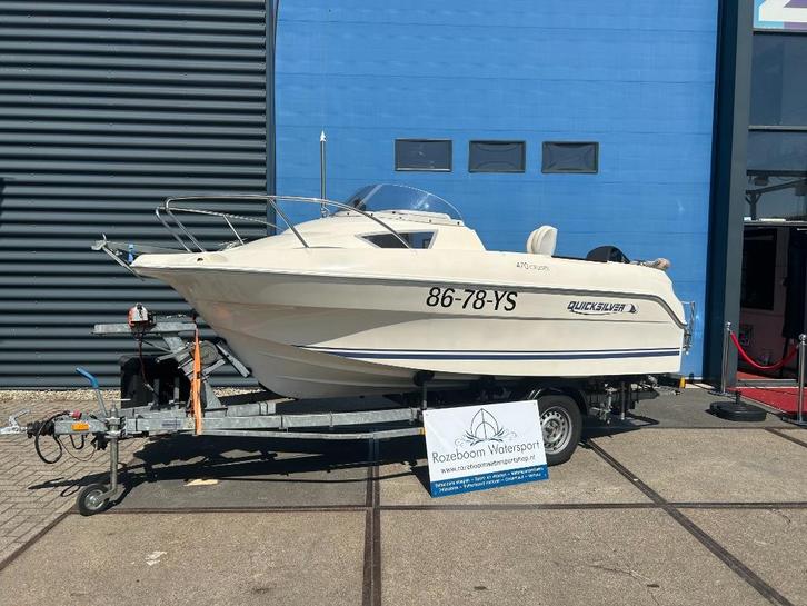 Quicksilver 470 Cruiser Cabin 60PK Mercury en boottrailer, Watersport en Boten, Vis- en Consoleboten, Gebruikt, 50 tot 70 pk, 3 tot 6 meter