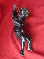 Putti/Faun Zwart met bronzen accenten, Ophalen of Verzenden