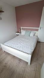IKEA hemnes 140x200cm bed incl lattenbodems, matras & molton, Ophalen, Gebruikt, Wit, Tweepersoons