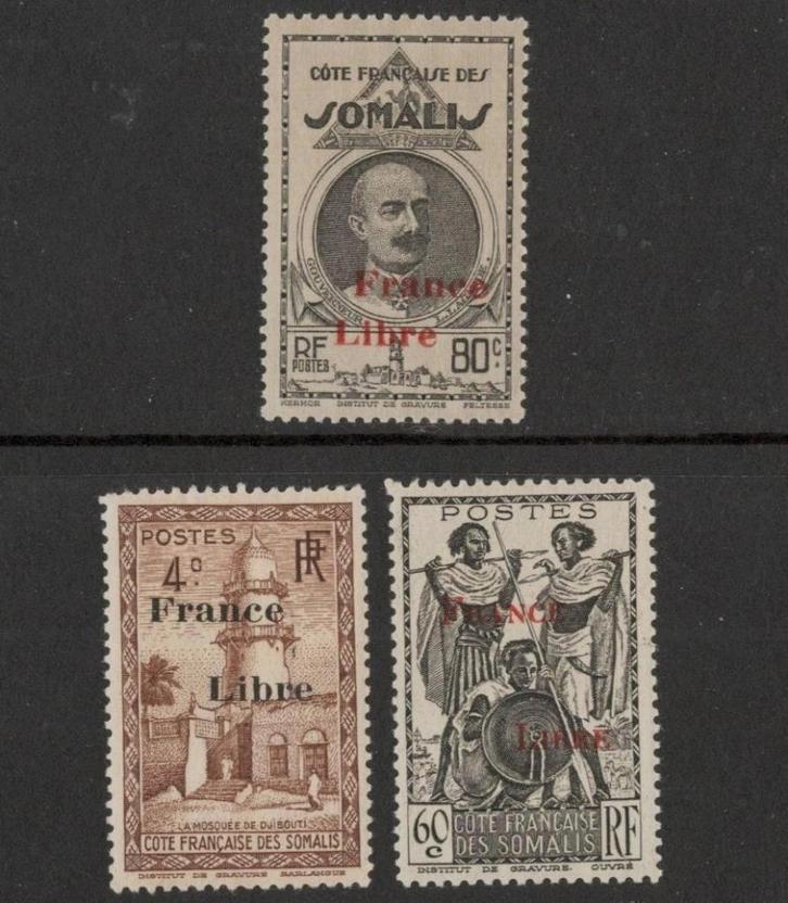 1942 3w SOMALIKUST-France-Libre generaal-De Gaulle in WO2, Postzegels en Munten, Postzegels | Afrika, Postfris, Overige landen