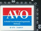 Sticker: AVO - Arbeids Voorzienings Organisatie Defensie, Ophalen of Verzenden, Zo goed als nieuw, Bedrijf of Vereniging