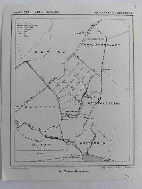 163 / Schiebroek Hilligersberg Rotterdam Berkel van J Kuyper, Antiek en Kunst, Kunst | Litho's en Zeefdrukken, Ophalen of Verzenden