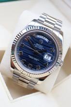 ROLEX DAYDATE 41MM BLUE DIAL 218239 2015 “WORN”, Goud, Zo goed als nieuw, Polshorloge, Ophalen