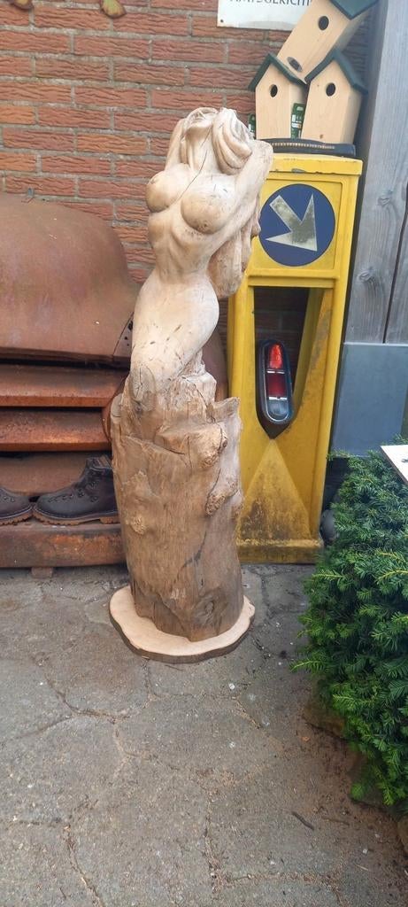 Houten beeld zeemeermin vrouw, Ophalen, Zo goed als nieuw