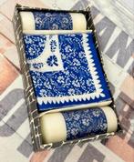 Vintage 1960-1970 cadeau cado servetten kaarsen delftsblauw, Huis en Inrichting, Blauw, Nieuw, Ophalen of Verzenden, H