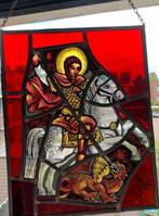 St Joris en de Draak - glas-in-lood raamhanger, Doe-het-zelf en Verbouw, Ophalen of Verzenden, Zo goed als nieuw, Minder dan 80 cm