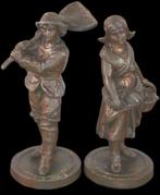 Paar Beeldjes Bronsachtig Messing, Antiek en Kunst, Antiek | Koper en Brons, Ophalen of Verzenden