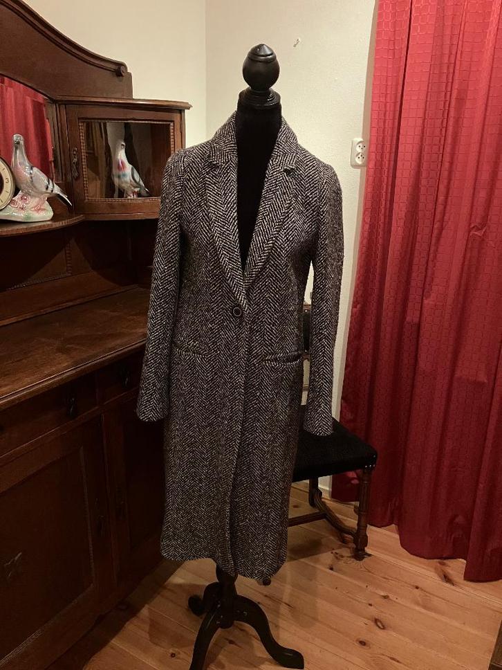 Tweed winterjas, Kleding | Dames, Jassen | Winter, Gedragen, Maat 38/40 (M), Zwart, Ophalen