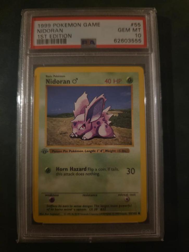 Nidoran 1st Edition Shadowless PSA 10, Hobby en Vrije tijd, Verzamelkaartspellen | Pokémon, Nieuw, Ophalen of Verzenden