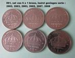 Zweedse set, laatst geslagen 1 kroon munten 6 stuks, Ophalen of Verzenden, Overige landen, Setje