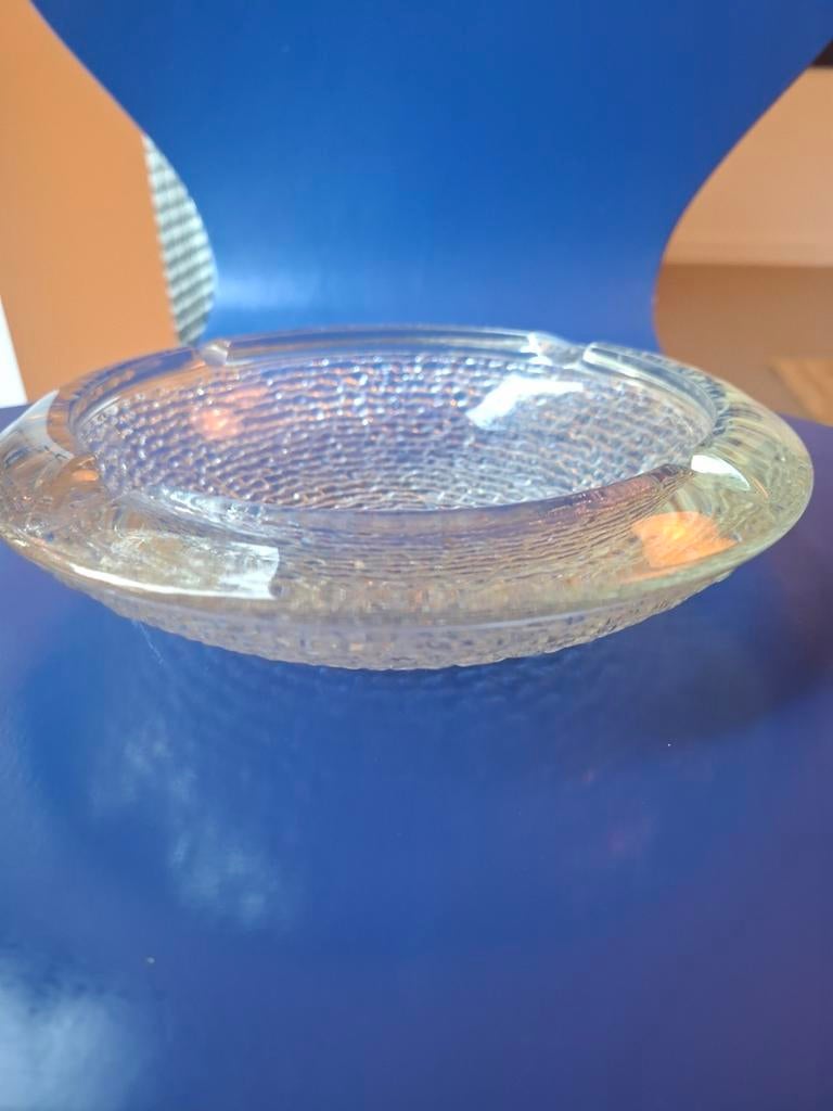 Vintage massief design Glazen asbak met patroon, Verzamelen, Ophalen of Verzenden