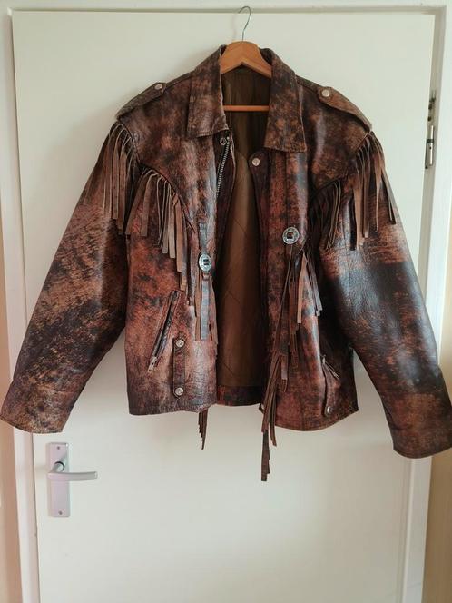 Leren jas met franjes, Kleding | Dames, Jassen | Winter, Zo goed als nieuw, Zwart, Ophalen of Verzenden