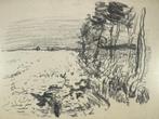 Houtskool tekening Groninger landschap, Antiek en Kunst, Ophalen of Verzenden