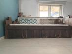 Steigerhouten bed met lades - Eenpersoons, Gebruikt, 90 cm, Eenpersoons, Bruin