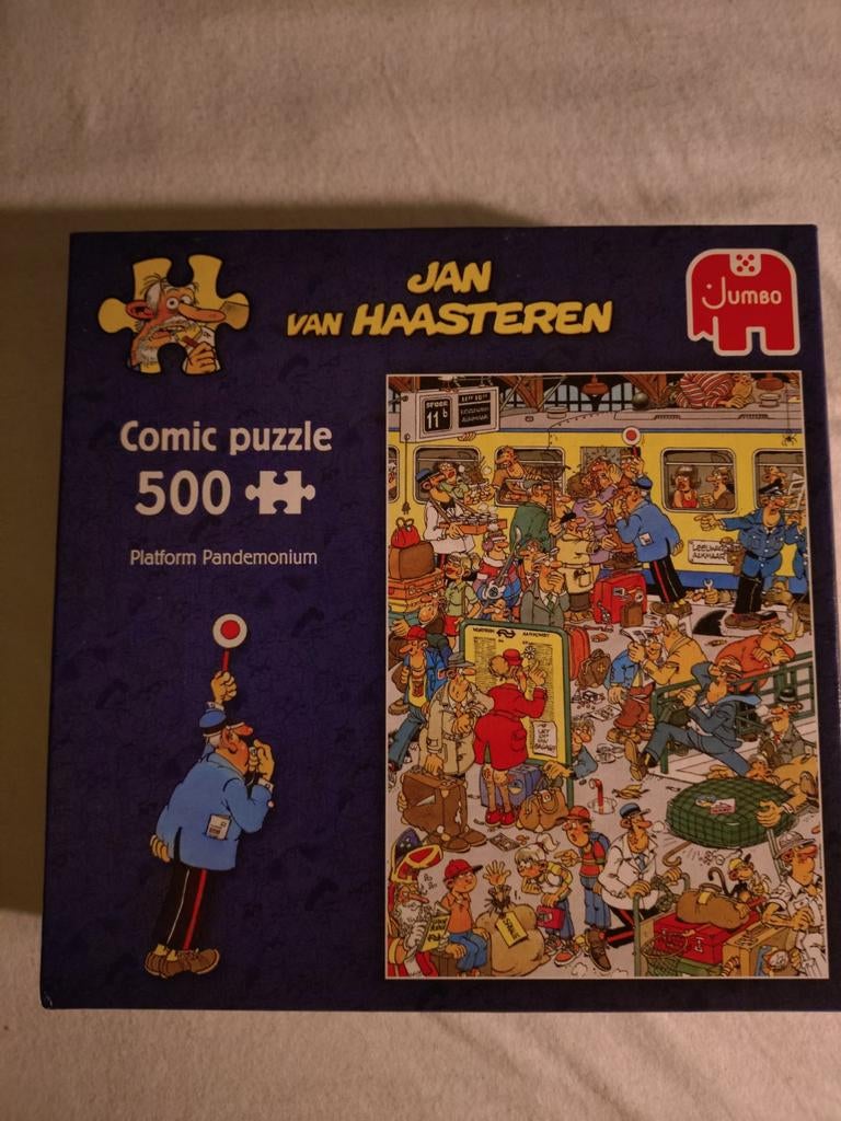 Jan van Haasteren- Platform Pandemonium 500 stukjes, Ophalen of Verzenden, 500 t/m 1500 stukjes, Zo goed als nieuw, Legpuzzel