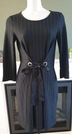 Massimo Dutti prachtige zwarte krijtstreep jurk mt S 36, Knielengte, Zo goed als nieuw, Massimo Dutti, Maat 36 (S)
