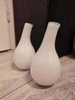 Mooi paar Fidrio Bottle Pisa vaas wit - 2 stuks, Huis en Inrichting, Gebruikt, Wit, Aardewerk of Porselein, Ophalen of Verzenden