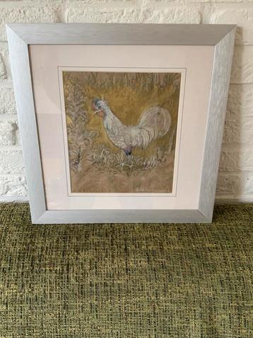Aquarel Schilderij Léonie Lutomirski Statige Haan Jugendstil beschikbaar voor biedingen