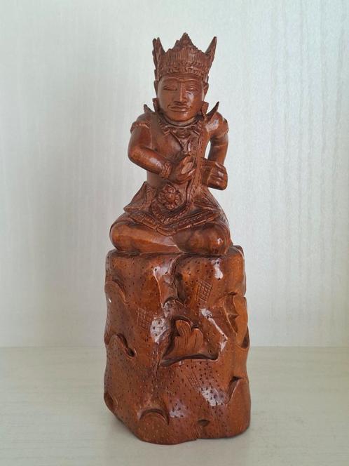 Oud Balinees houtsnijwerk/ priester in gebed/ jaren '50, Antiek en Kunst, Kunst | Beelden en Houtsnijwerken, Ophalen of Verzenden