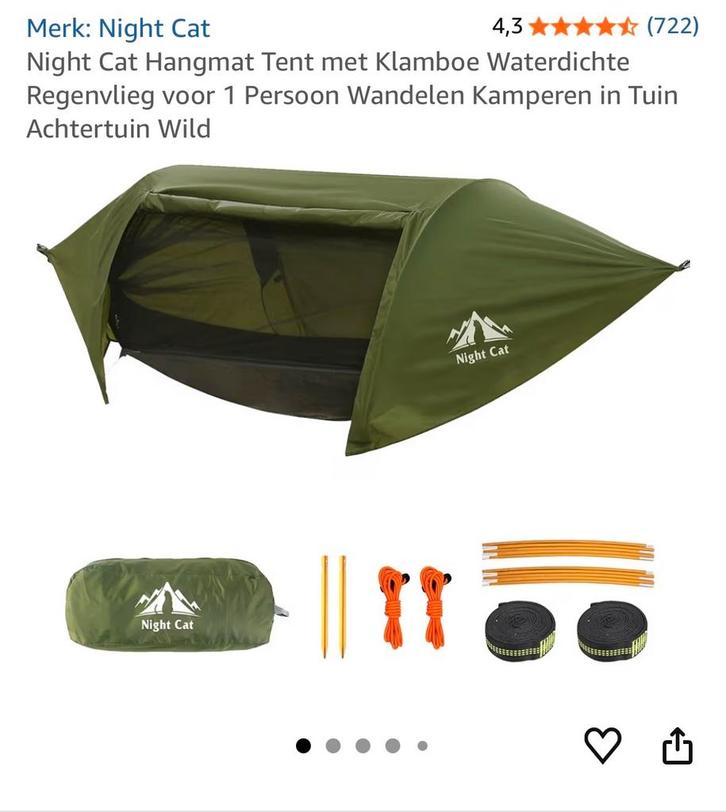 Night Cat Hangmat Tent - Nieuw!, Caravans en Kamperen, Tenten, tot en met 2, Nieuw, Ophalen of Verzenden
