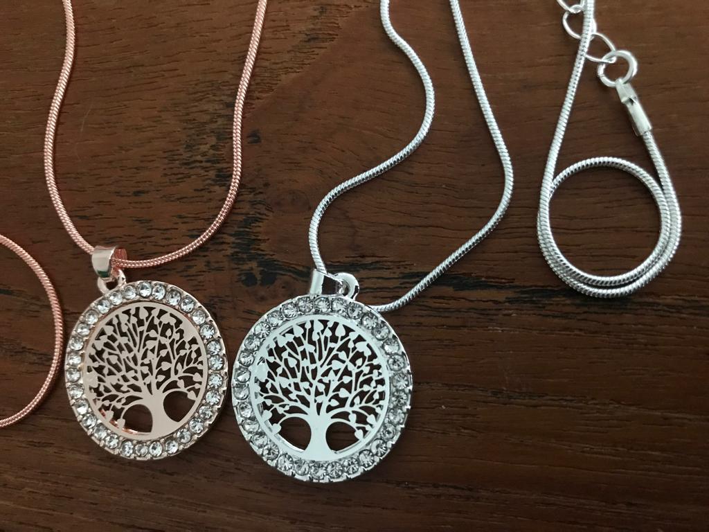 Leuke Levensboom ketting met strass, Overige materialen, Verburgt Vintage, Overige kleuren, Nieuw