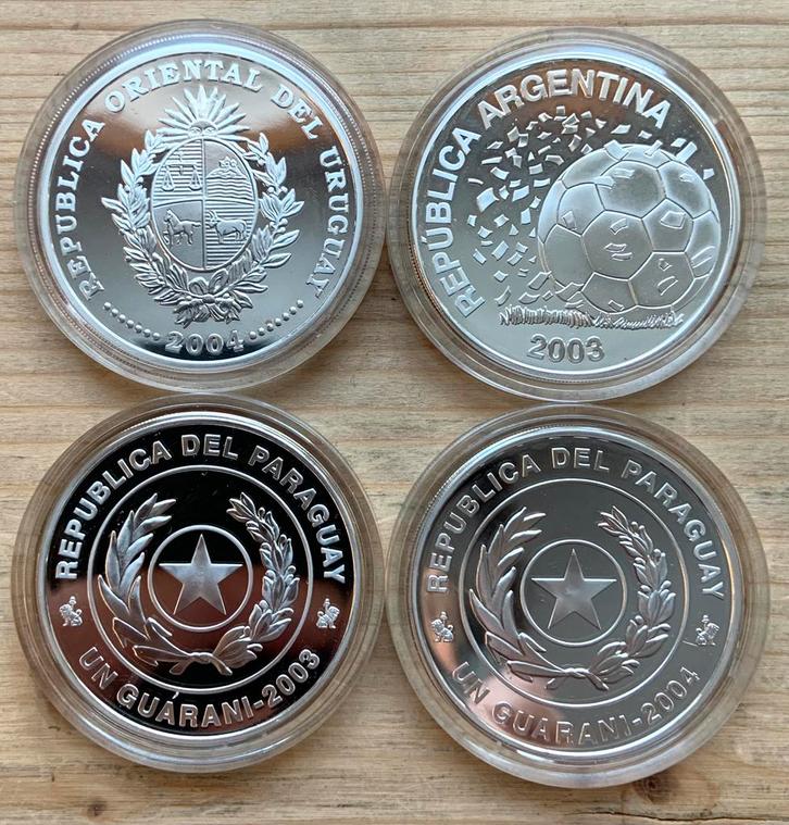 Zuid Amerika 4x Proof zilver WK voetbal 2006, Postzegels en Munten, Munten | Amerika, Noord-Amerika, Zilver, Ophalen of Verzenden