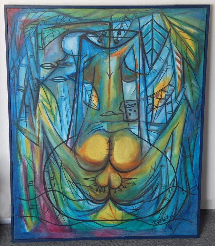 # M. Frometa Stivens /Cuba/ Hurna Sagrado/Zeer Zeldzaam Werk, Antiek en Kunst, Kunst | Schilderijen | Abstract, Ophalen