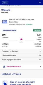 Vliegticket Eindhoven Varna priority enkel heen, Eén persoon, Vliegtuig, Met bestemming of datum