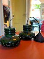 Herda hanglampjes 2x groen aardewerk jaren 60. Prijs voor 2, Huis en Inrichting, Lampen | Hanglampen, Ophalen of Verzenden, Minder dan 50 cm
